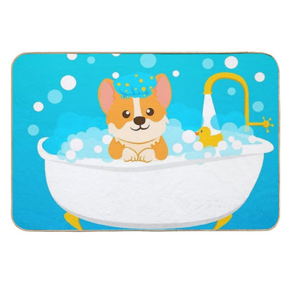 Corgi Taking A Bath  Pet-Safe Bath Mat