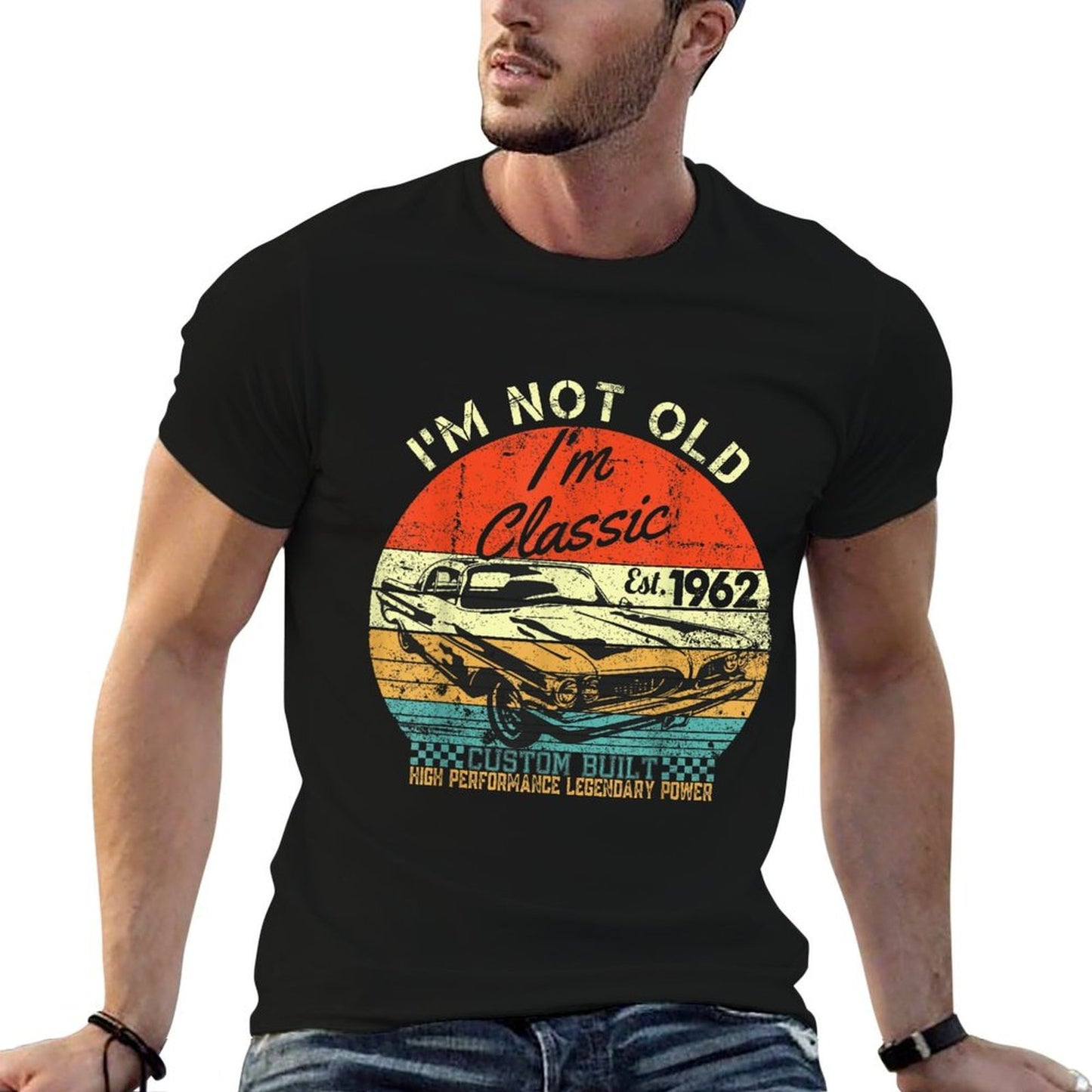 I'm Not Old I'm Classic Birthday Gifts 1962 Vintage Car  Ribbed Collar T-Shirt