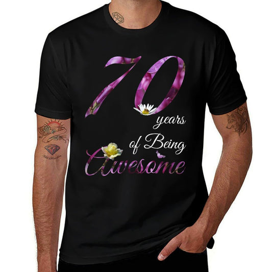 70 Year Old Awesome Floral 1954 70th Birthday Gift  Cotton T-Shirt