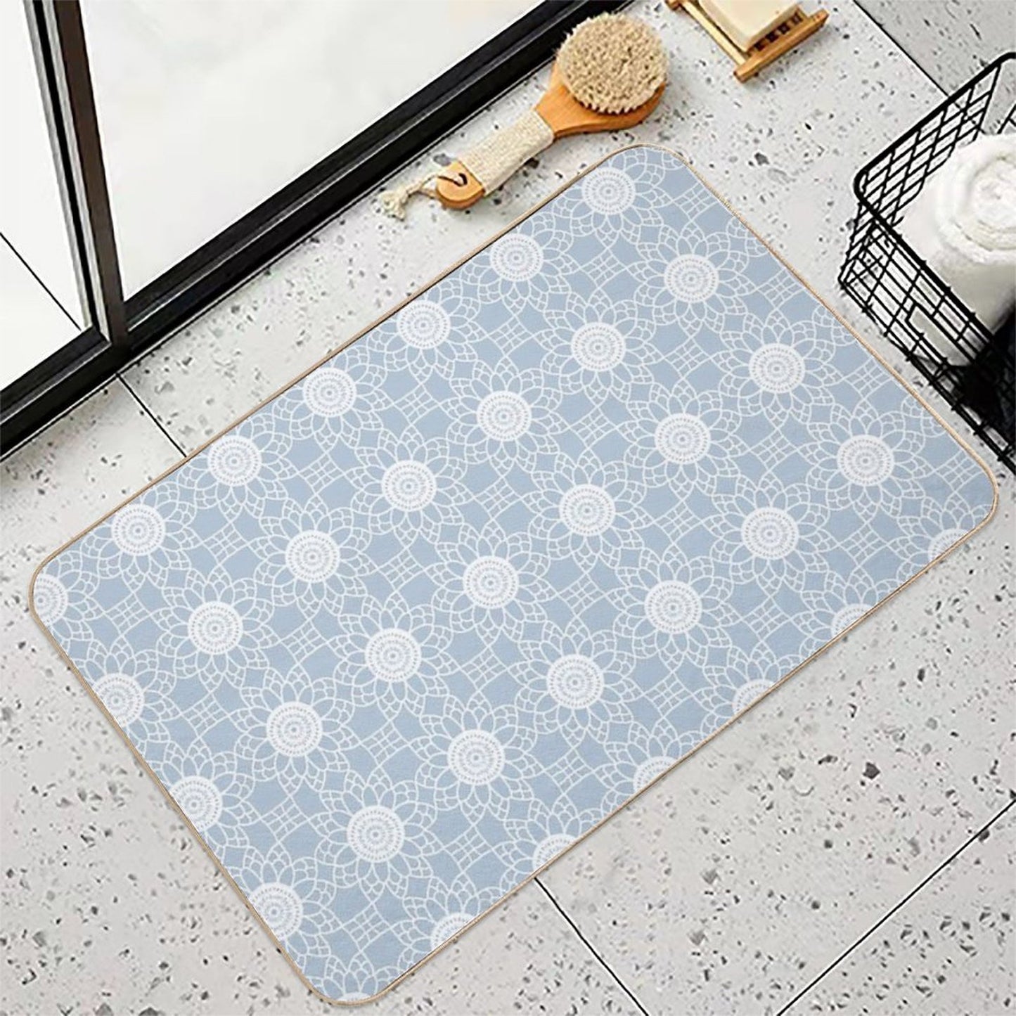 Doily - Grey Blue Durable Bath Mat