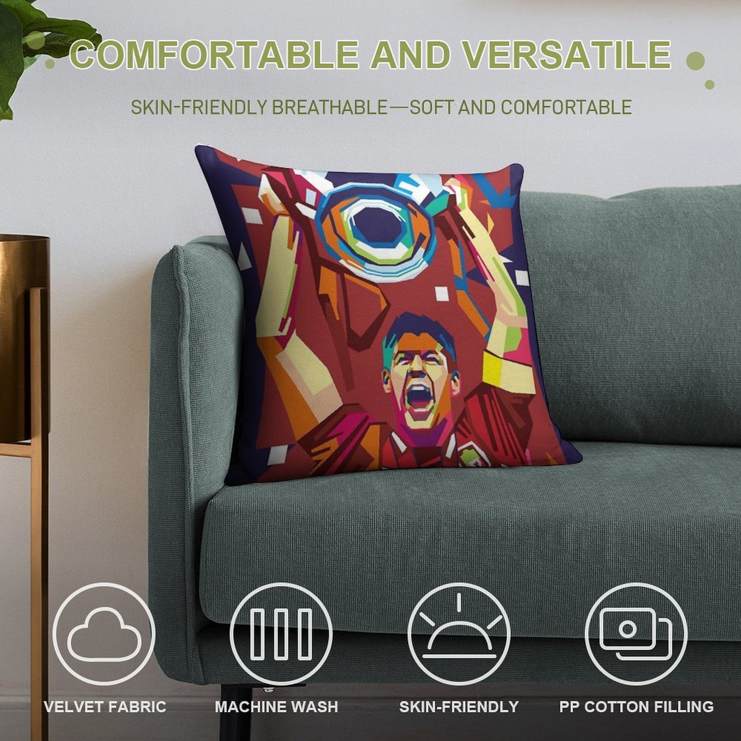 Steven Gerrard Champions 2005 Soft Fade-Resistant Throw Pillow