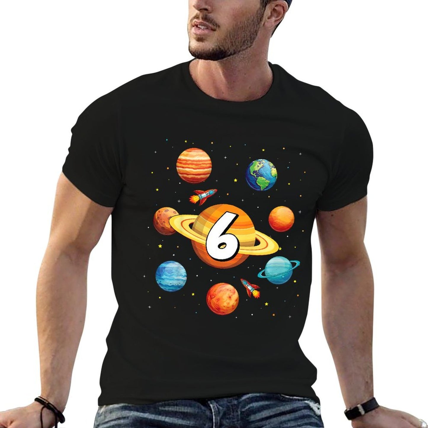 Kids 6 Year Old Boys Kids Space Solar Planets 6th Birthday  Odor-resistant T-Shirt