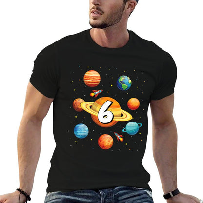 Kids 6 Year Old Boys Kids Space Solar Planets 6th Birthday  Odor-resistant T-Shirt