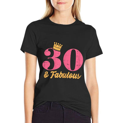 30 And Fabulous Crown Happy 30th Birthday 1991 Gift Women  Ribbed Collar T-Shirt