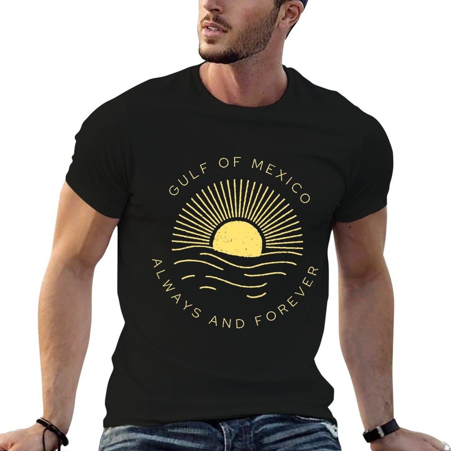 Gulf of Mexico Always & Forever Vintage Sunset Political  Polyester Blend T-Shirt