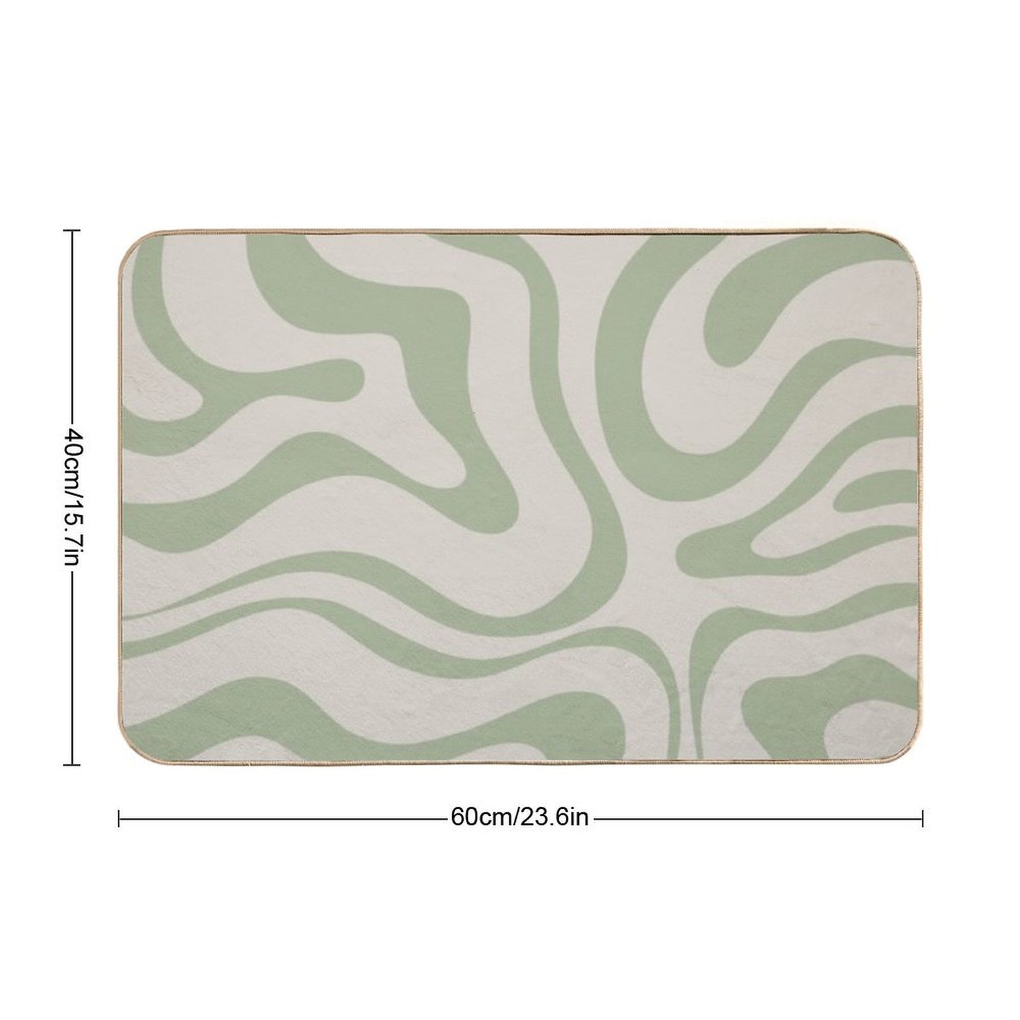 Liquid Swirl Abstract Pattern in Beige And Sage Green Durable Bath Mat