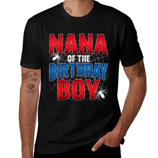 Nana Of The Birthday Boy Costume Spider Web Birthday Party  Rolled Sleeves T-Shirt