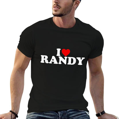 I Love Randy - Heart  Ribbed Collar T-Shirt