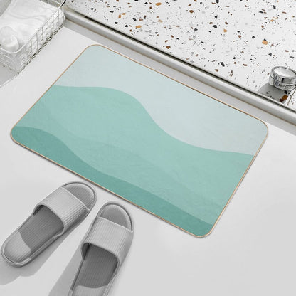 Aesthetic Soft Teal Mountains  Long-Lasting Bath Mat