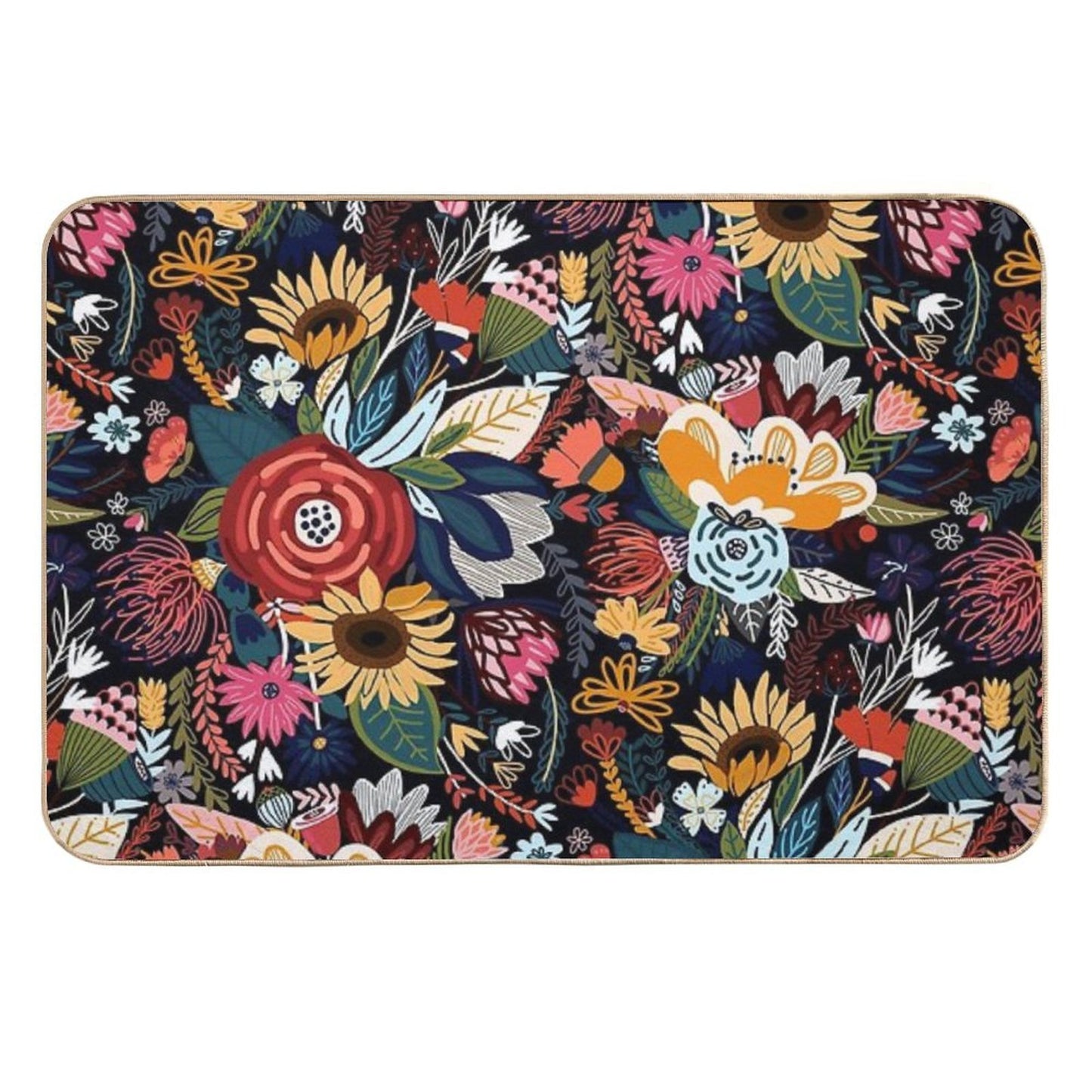 Popping Moody Floral  Stain-Proof Bath Mat