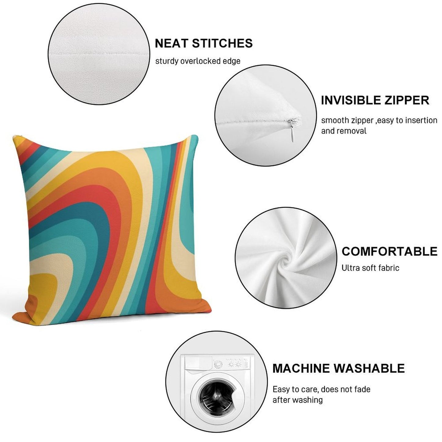 70s Retro Aesthetic Soft Easy Maintenance Throw Pillow