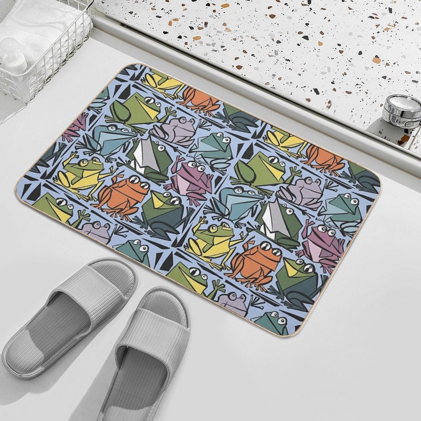 Funny Cool Artsy Frog Print Abstract Art  Slip-Resistant Bath Mat