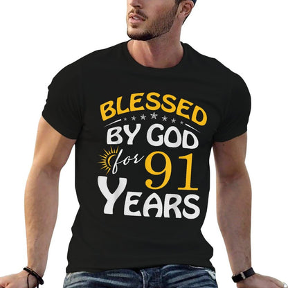 Vintage Blessed by God For 91 Years Old Happy 91st Birthday  Breathable T-Shirt
