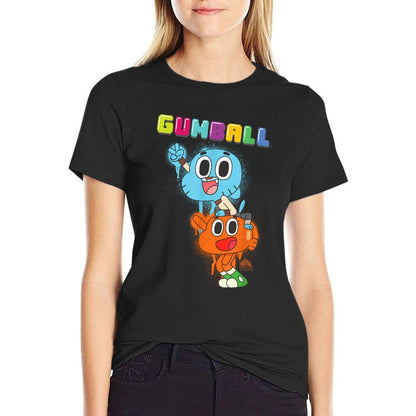 Cartoon Network The Amazing World of Gumball Gumball Spray Unisex-Adults Cat Modern Black Small  Classic T-Shirt