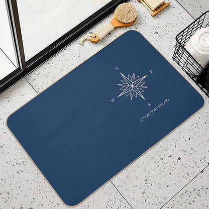 Compass Rose White  Odorless Bath Mat
