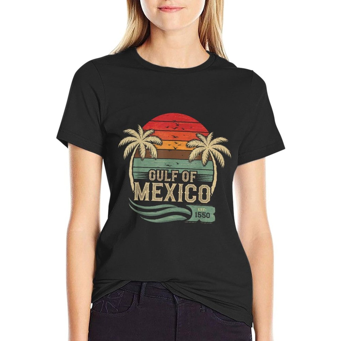 Gulf of Mexico Women Est 1550 Retro Vintage Beach  Versatile T-Shirt