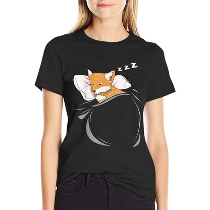 Fox Sleeping Animal Pajamas Nap PJs Outfit Gift Fox  Summer-ready Fabric T-Shirt