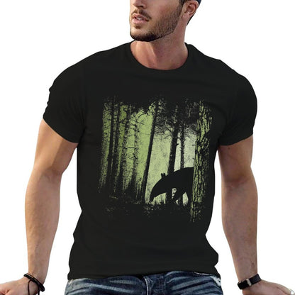 Womens Funky Stylish Tapir Silhouette in Twilight Jungle Forest  Classic T-Shirt