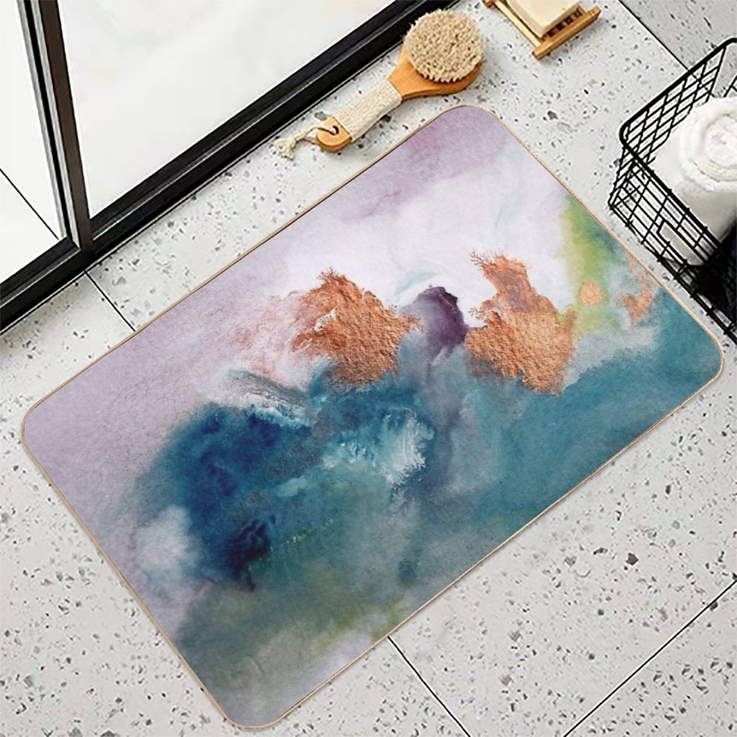 Abstract Birth  Fade-Resistant Bath Mat
