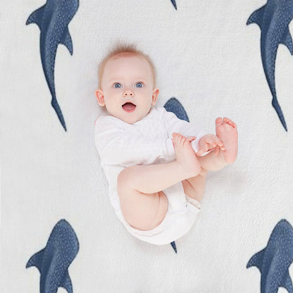A Blue Whale Shark Swimming Easy Care Throw Blanket