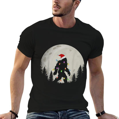 Funny Christmas Bigfoot Santa Hat Moon Sasquatch Kids Mens  Eco-friendly Material T-Shirt