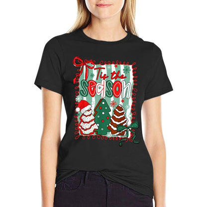 Tis The Season Coquette Bow Christmas Tree Cakes Debbie Pjs  Classic T-Shirt