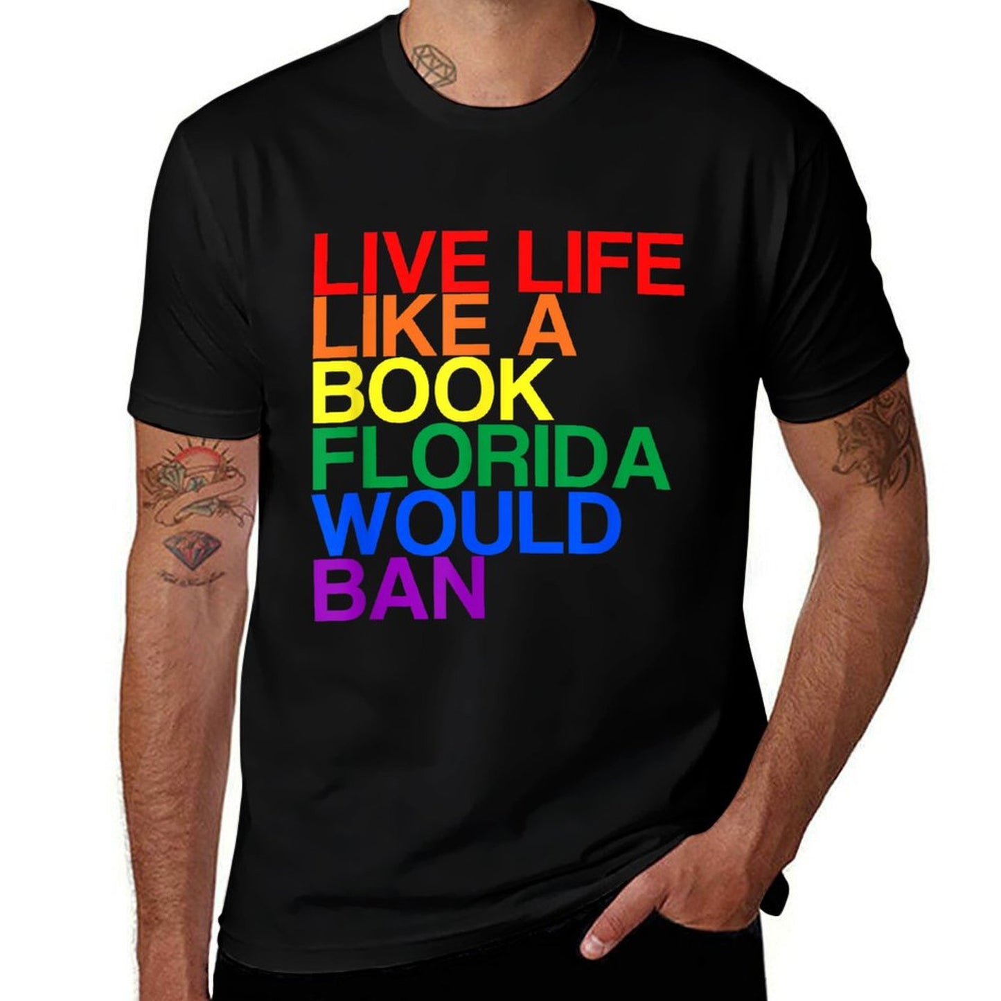 Live Like Book In Florida. LGBTQ Rainbow Gift, LGBTQIA Pride Graphic-printed T-Shirt