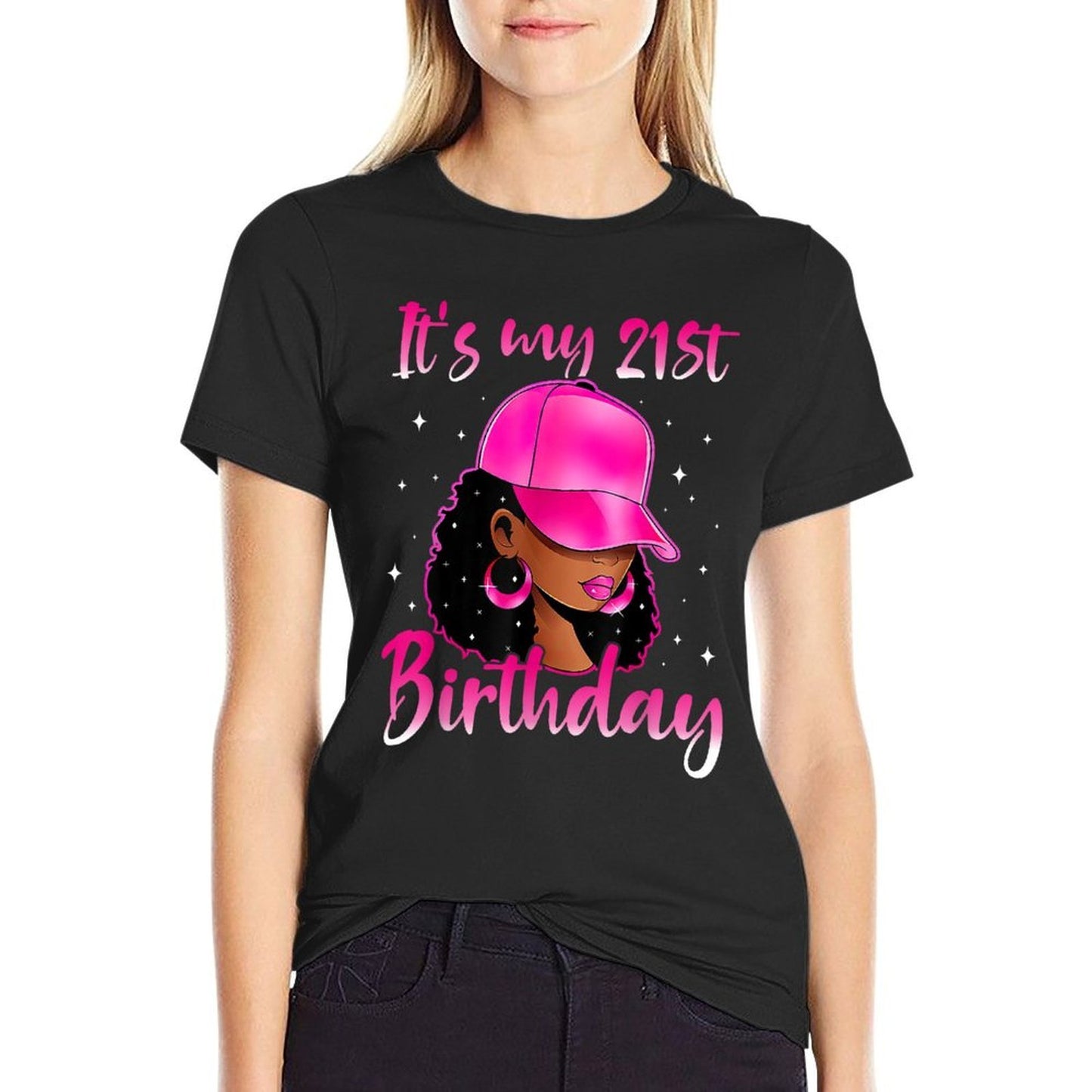 It's My 21st Birthday Queen 21 Years Old Afro Girl Women  Versatile T-Shirt