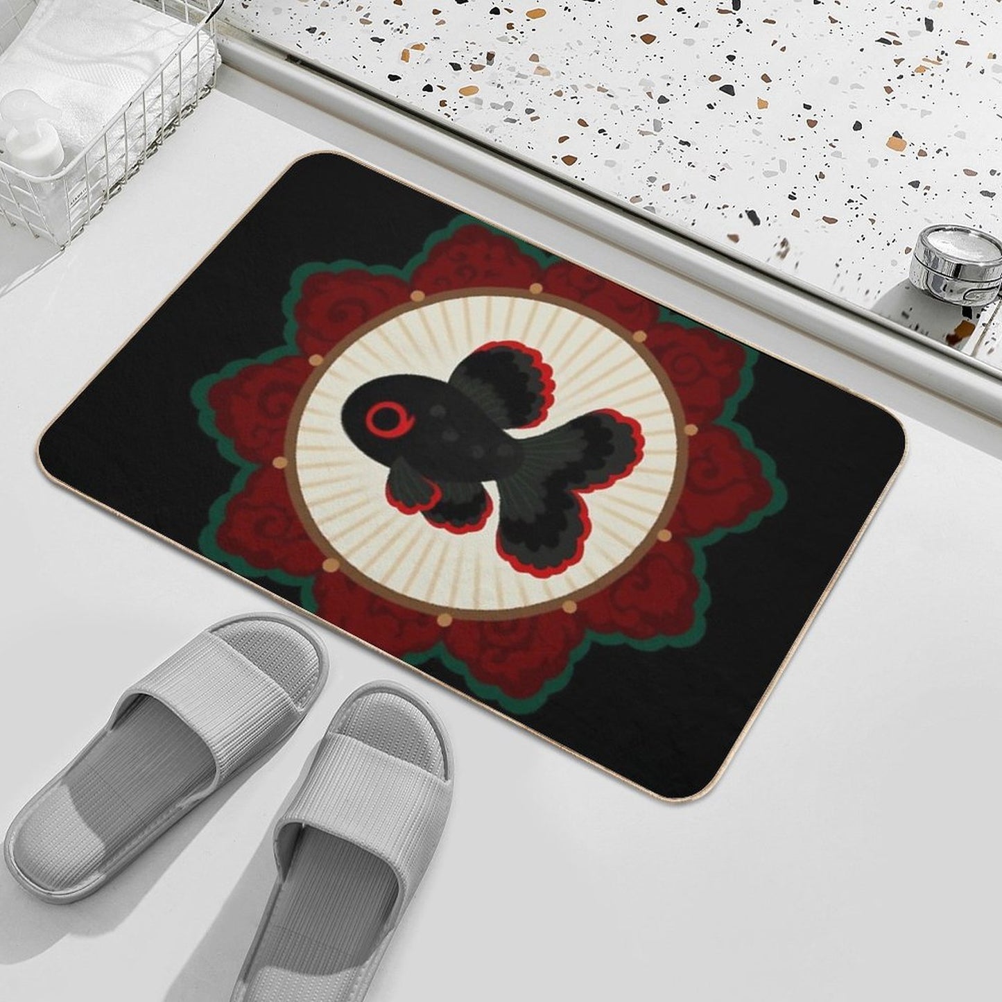 Butterfly Goldfish - Black  Versatile Bath Mat