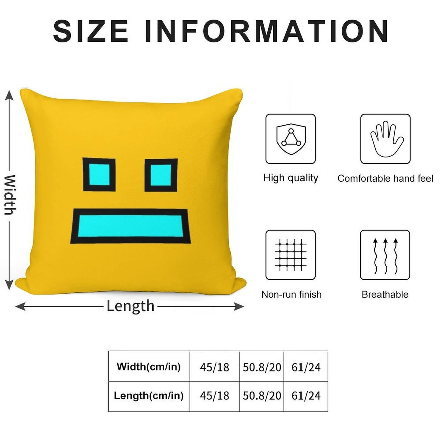 Geometry Dash Soft Fade-Resistant Throw Pillow