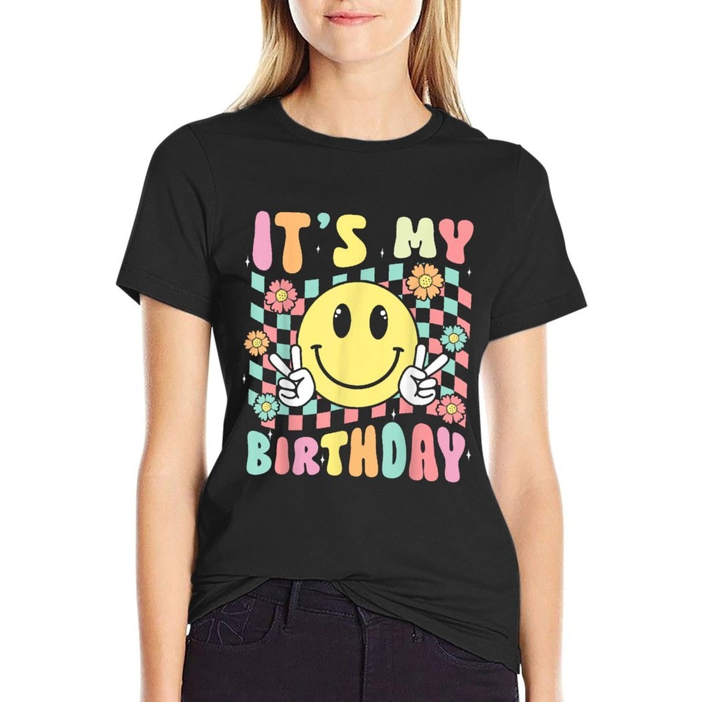 Groovy It's My Birthday Retro Smile Face Bday Party Hippie  Classic T-Shirt