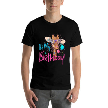 It Is My Birthday Good Time Giraffe Party Animal Colorful  Trendy Pattern T-Shirt