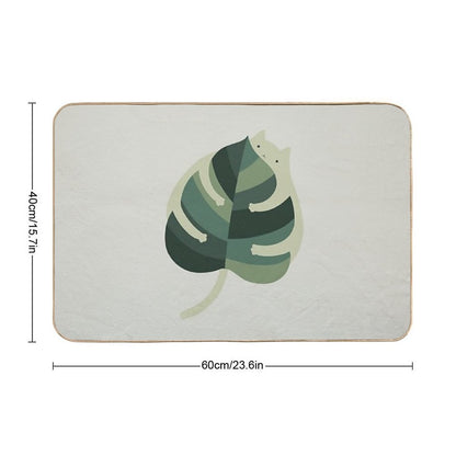 Cat And Plant 1 Monstera Cat Hug  Long-Lasting Bath Mat