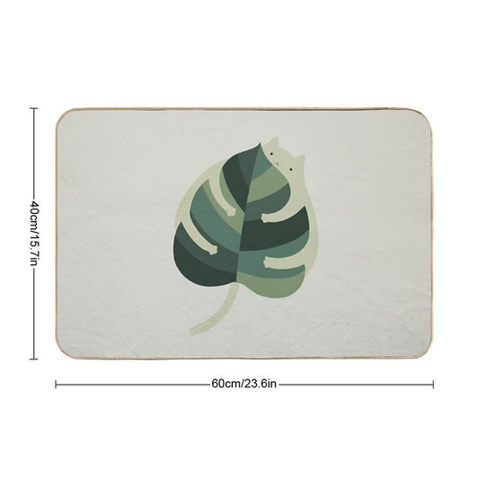 Cat And Plant 1 Monstera Cat Hug  Long-Lasting Bath Mat