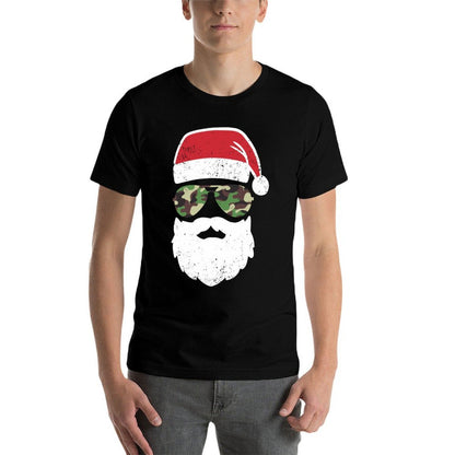 Camo Santa Claus Sunglasses Funny Camo Christmas Camouflage  Durable T-Shirt