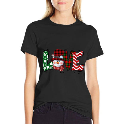 Snowman Love Nina Life, Grandma Christmas  Rolled Sleeves T-Shirt