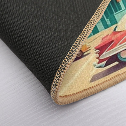 Retro Cityscape 50s #2  Stain-Proof Bath Mat