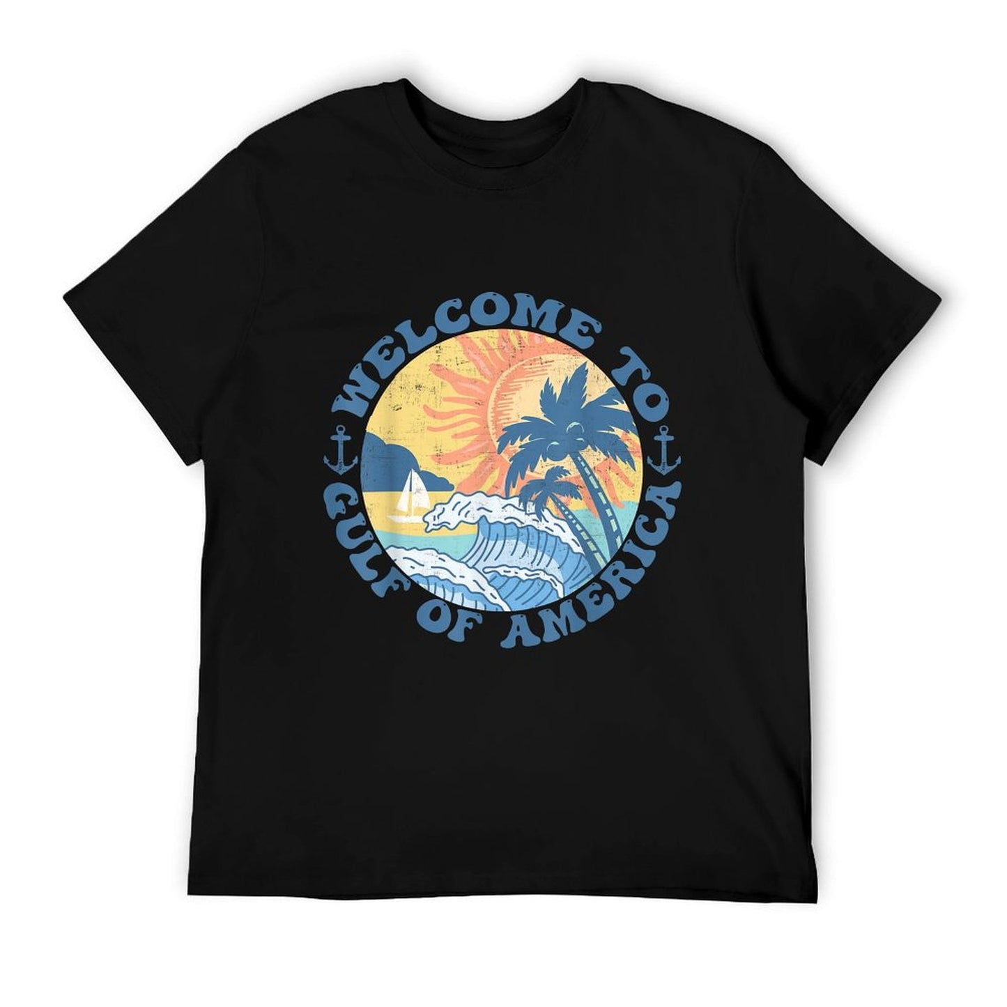 Retro Gulf Of USA America Est 2025 American Flag Gulf Mexico Easy-care T-Shirt