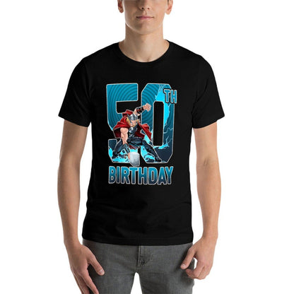 Marvel Thor 50th Birthday Action Portrait  Rolled Sleeves T-Shirt