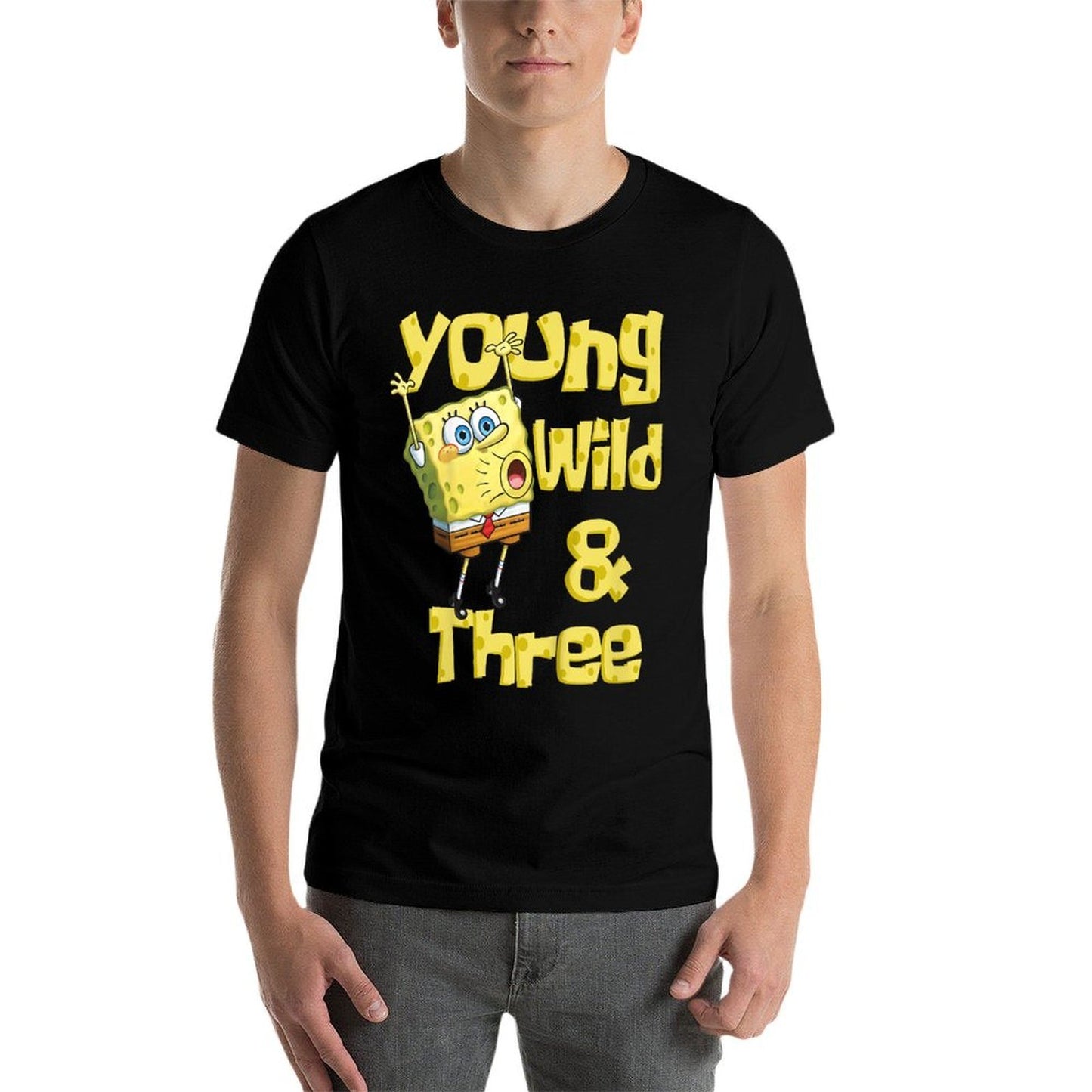 Mademark X SpongeBob SquarePants - Kids Young Wild & Three - 3rd Birthday  Wrinkle-resistant T-Shirt