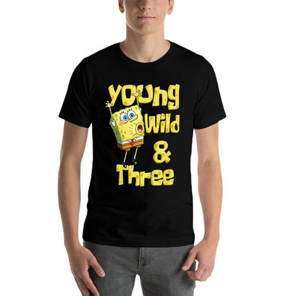 Mademark X SpongeBob SquarePants - Kids Young Wild & Three - 3rd Birthday  Wrinkle-resistant T-Shirt