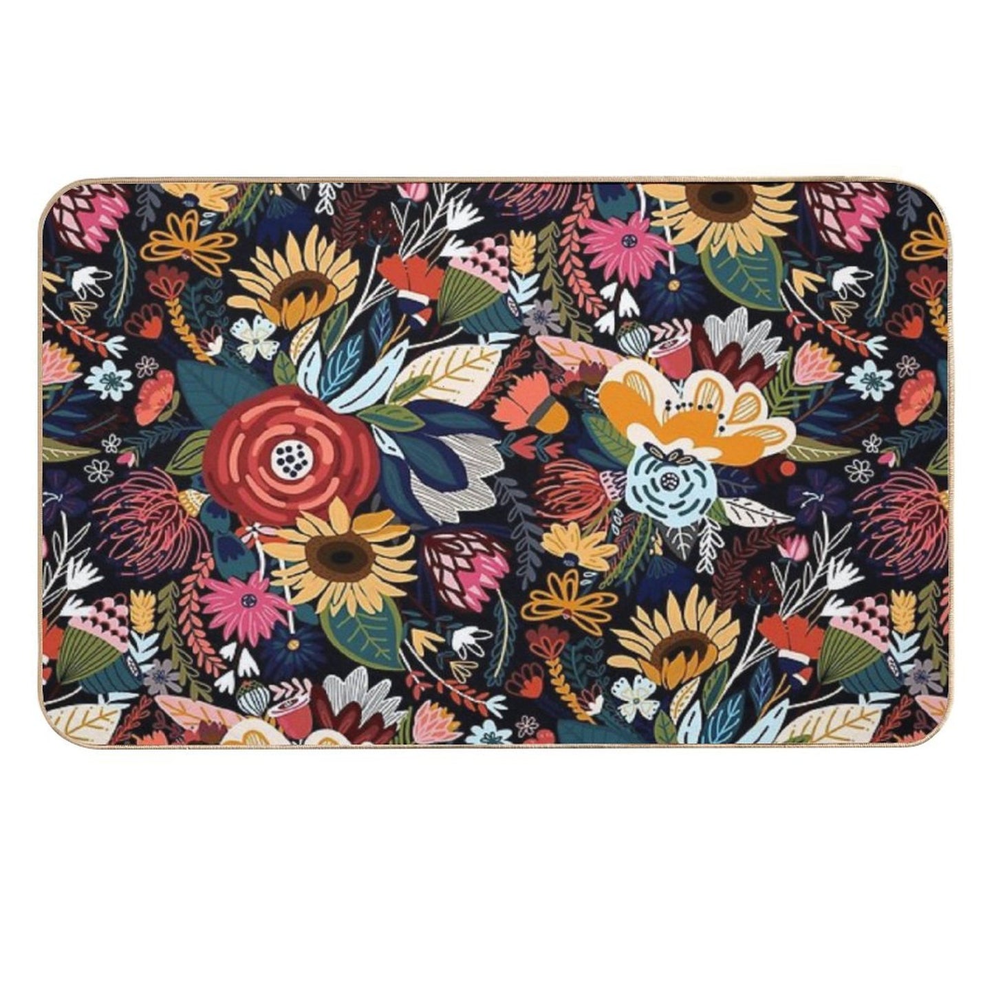 Popping Moody Floral  Stain-Proof Bath Mat