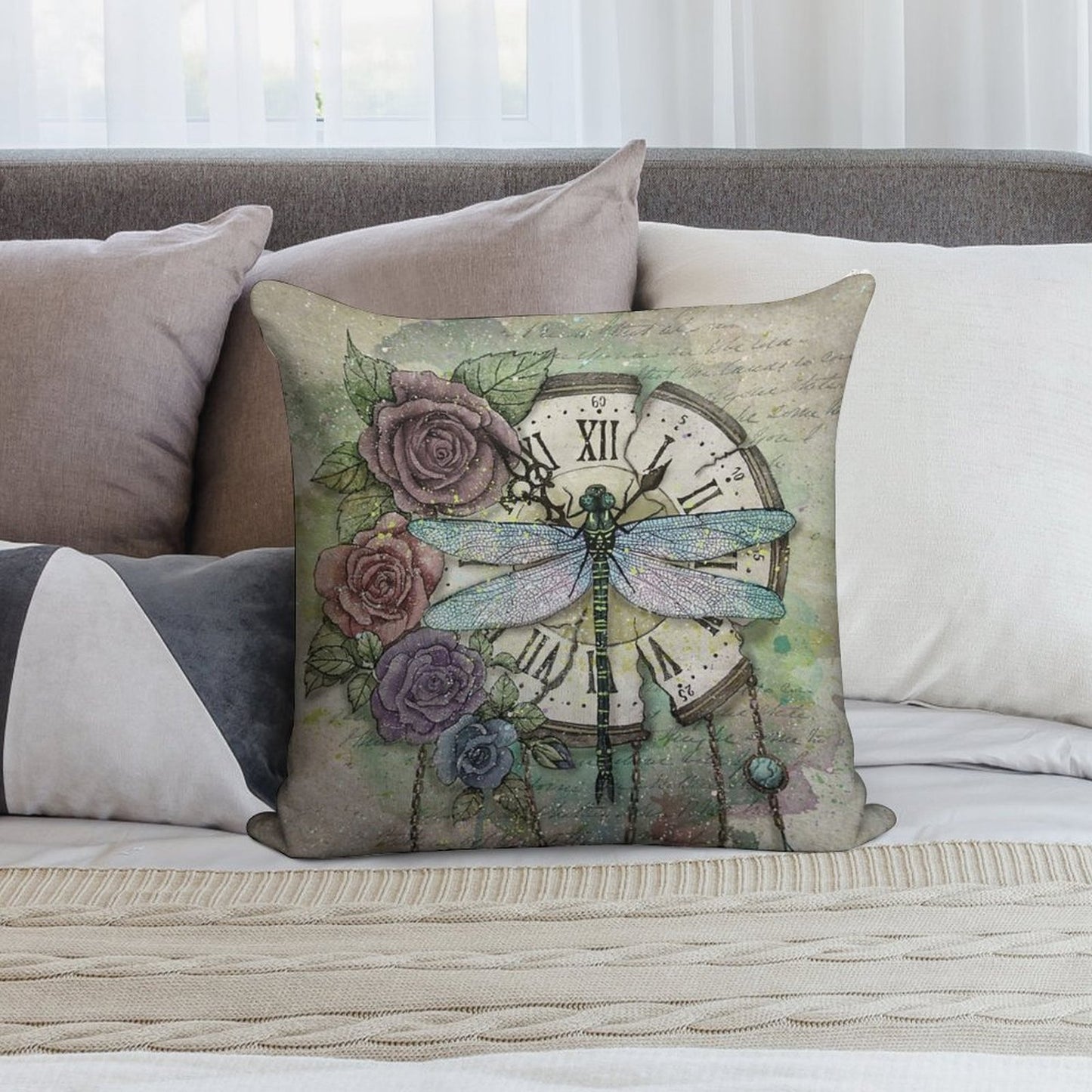 Time Flies Soft High-Density Material Throw Pillow