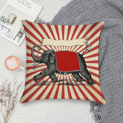Circus Elephant Vintage Poster Pop Wall Street Art Soft Short Plush Fabric Throw Pillow