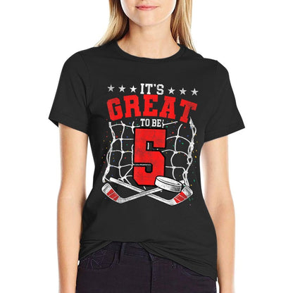 5th Birthday Hockey Lovers It&#39;s Great To Be 5 Years Old  Soft T-Shirt