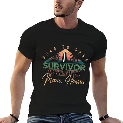 Road To Hana Survivor Curvy Palm Maui Hawaii Lover  Oversized Silhouette T-Shirt