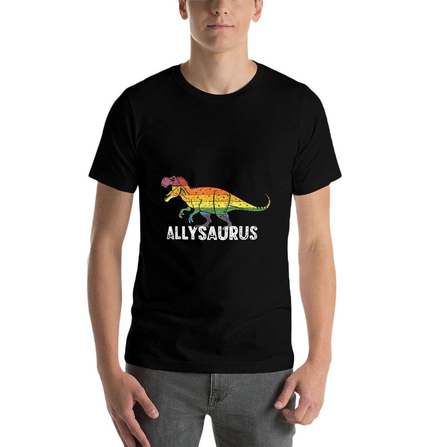Allysaurus T-Rex Dinosaur LGBT Pride Month Rainbow Ally  Moisture-wicking T-Shirt