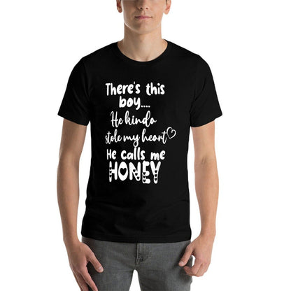 Special Grandma Grandmother This Boy Calls Me Honey  Heathered Texture T-Shirt