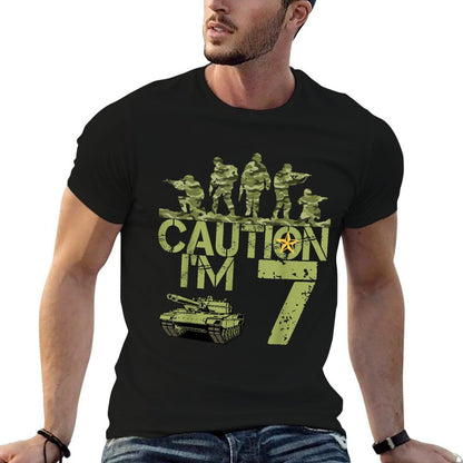 7th Birthday Military I'm 7 Year Old Soldier Camo 7 Birthday  Fade-proof Color T-Shirt