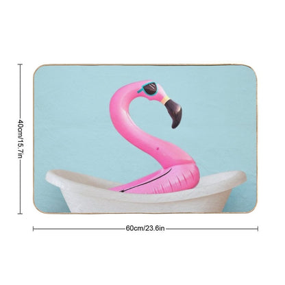 Playing Flamingo in Bathtub  Multi-Purpose Bath Mat